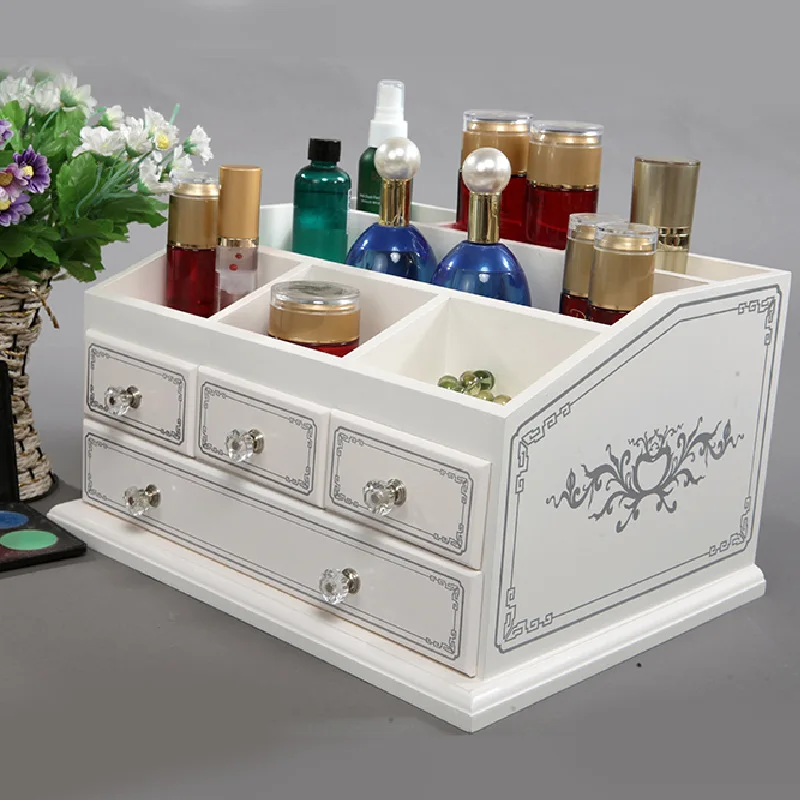 

2020, модный Органайзер, большой деревянный Настольный органайзер для хранения косметики, органайзер для украшений