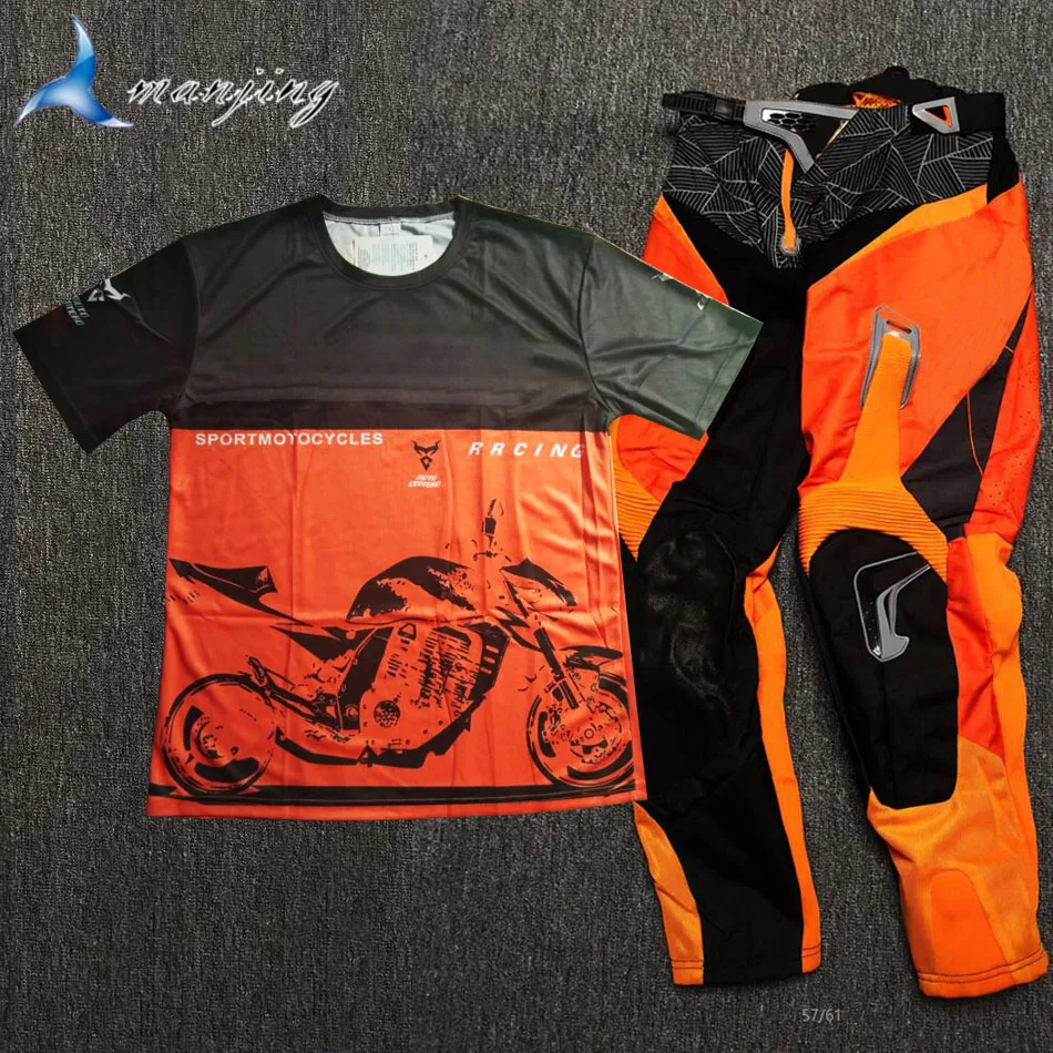 Костюм для мотокросса с коротким рукавом штаны трикотажными вставками