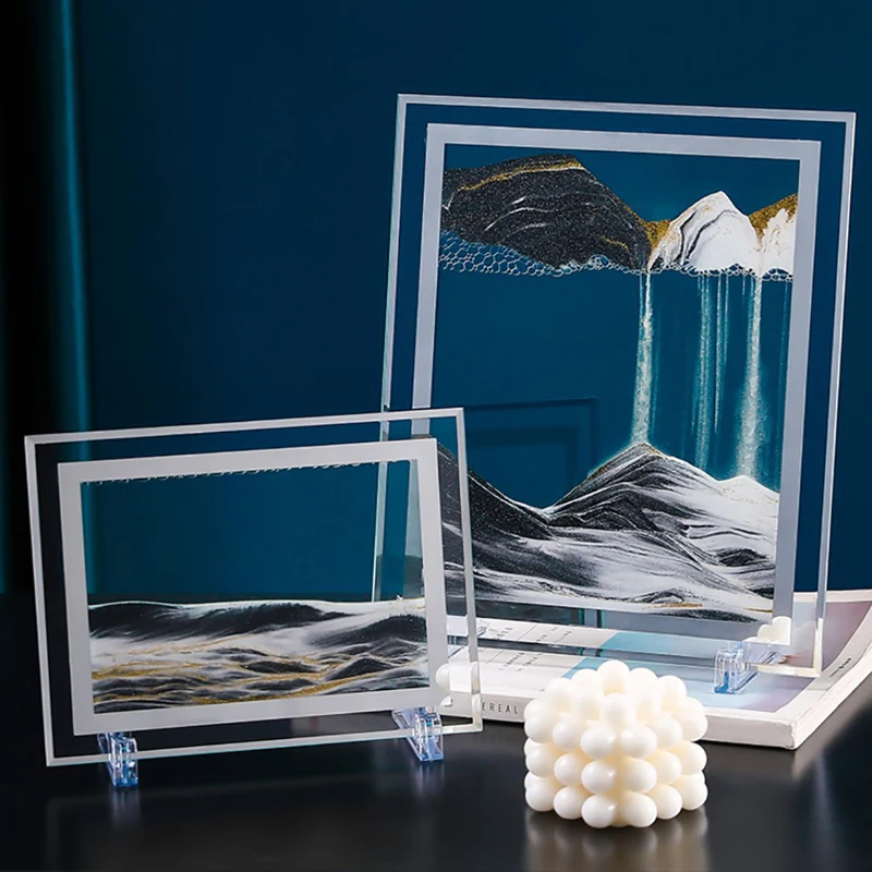 

3D Colorful Moving Frame Flowing Sand Art Picture Glass Sandscape Hourglass Dynamic Display Quicksand Painting Gift Home Decor