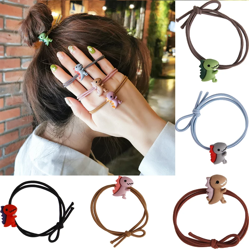 

Korean style dinosaur Hair rings for Women Girls Cute and lovely little dinosaur headwear Elastic Hairbands rope Hair Acessories