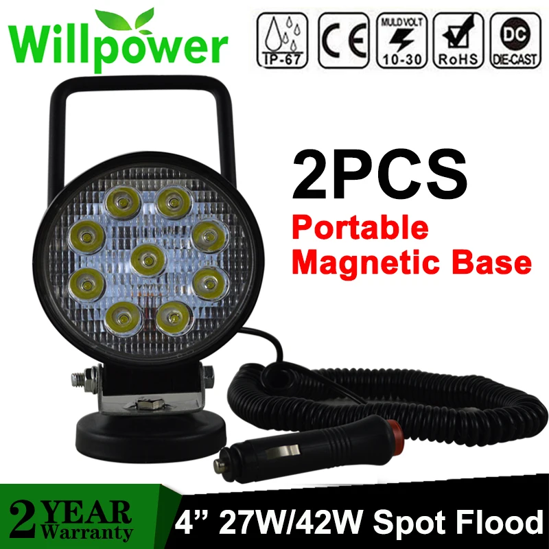 Willpower 2x27 Вт 42 портативная Магнитная база 4 дюйсветильник светодиодный рабочий
