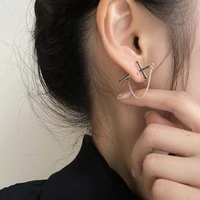 7rings trendy vintage style minimal geometric earrings for unisex 925 silver plated cross cool chic fashion jewelry for couple