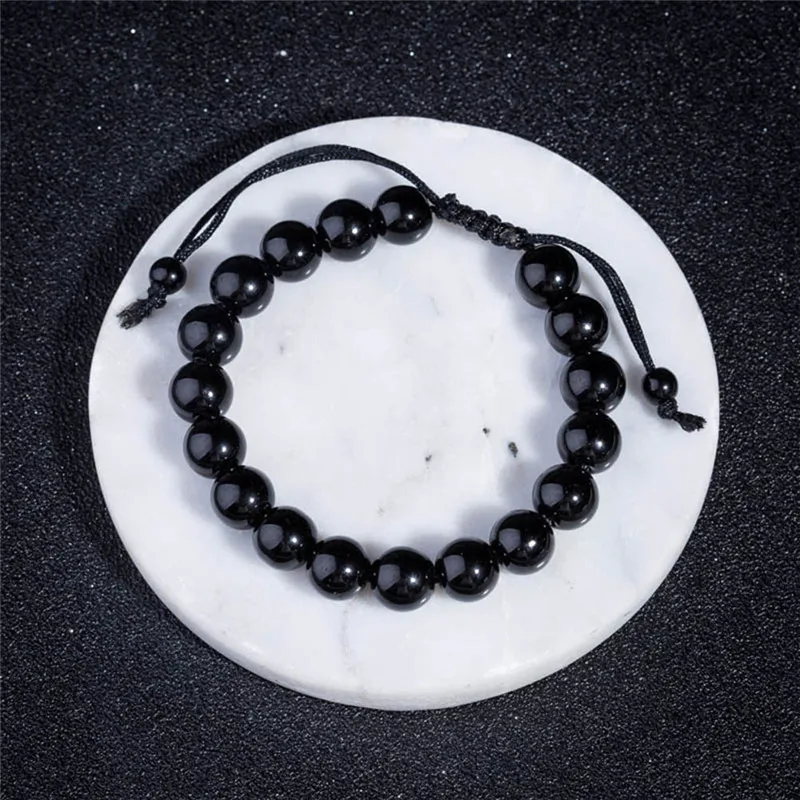 

10mm Round Black Obsidian Stone Bracelet Healthcare Bracelet Weight Loss Bracelet