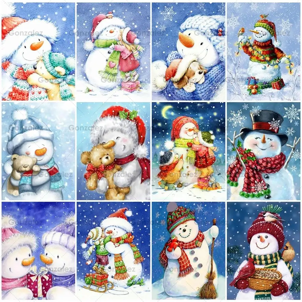 

Diy Diamond Painting Cartoon Snowman Full Drill Embroidery Mosaic Cross Stitch Art Handmade Gifts Christmas Home Wall Decoration