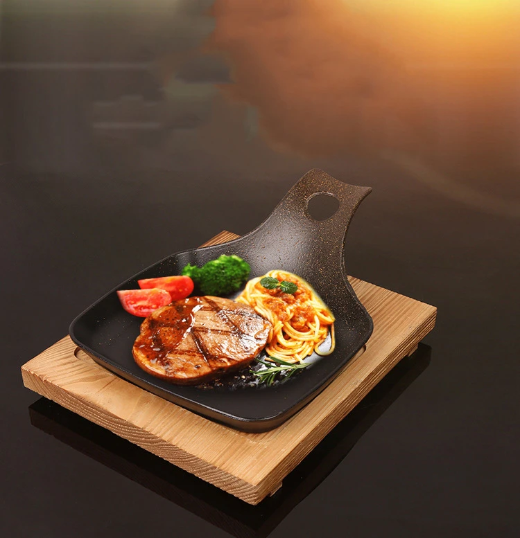 

Железный квадратная сковорода для жарки противень для Барбекю Стейк, пицца пресс-формы для выпечки лоток с антипригарным покрытием черный ...