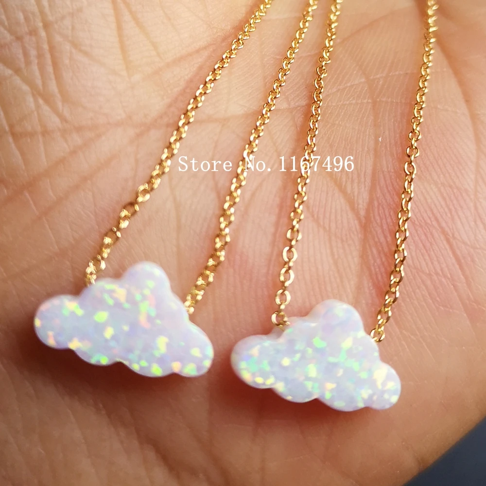 Ожерелье из серебра 100 пробы с синтетическим опалом в форме облака 7 3 шт./лот