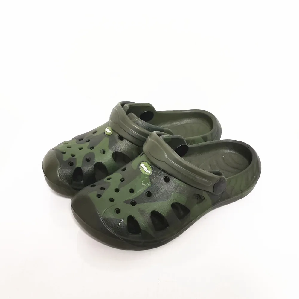 

2021 Children Kids Boy Mules Clogs Camo Green Croc Sandals Garden Slippers Causual Indoor Shoes For Boys EUR 30 31 32 33 34 35