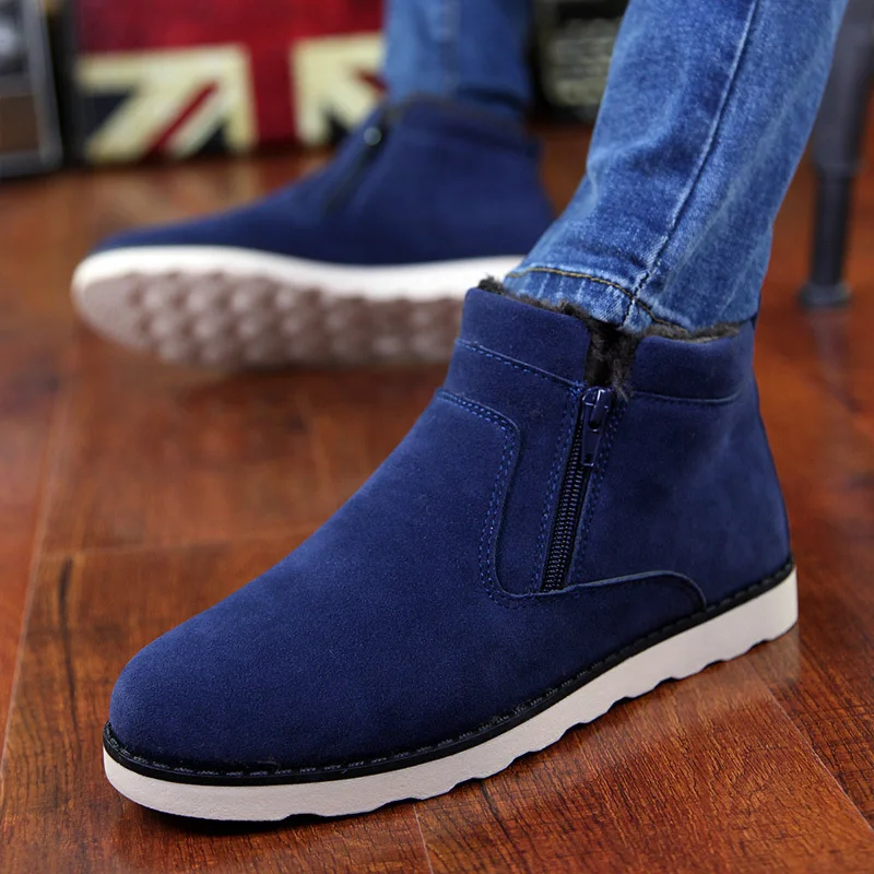 Men Boots Men Winter Shoes Plus Size 37-47 Warm Ankle Botas Hombre For Leather Winter Boots Shoes Men Plush Winter Sneakers Mens