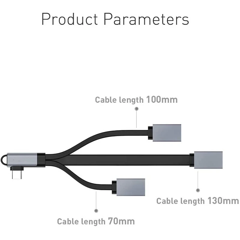 

USB C Hub, Type-C Cable OTG Adapter with 3 USB Ports, USB C Portable Extension Cable for Mobile Phones Computers,Elbow