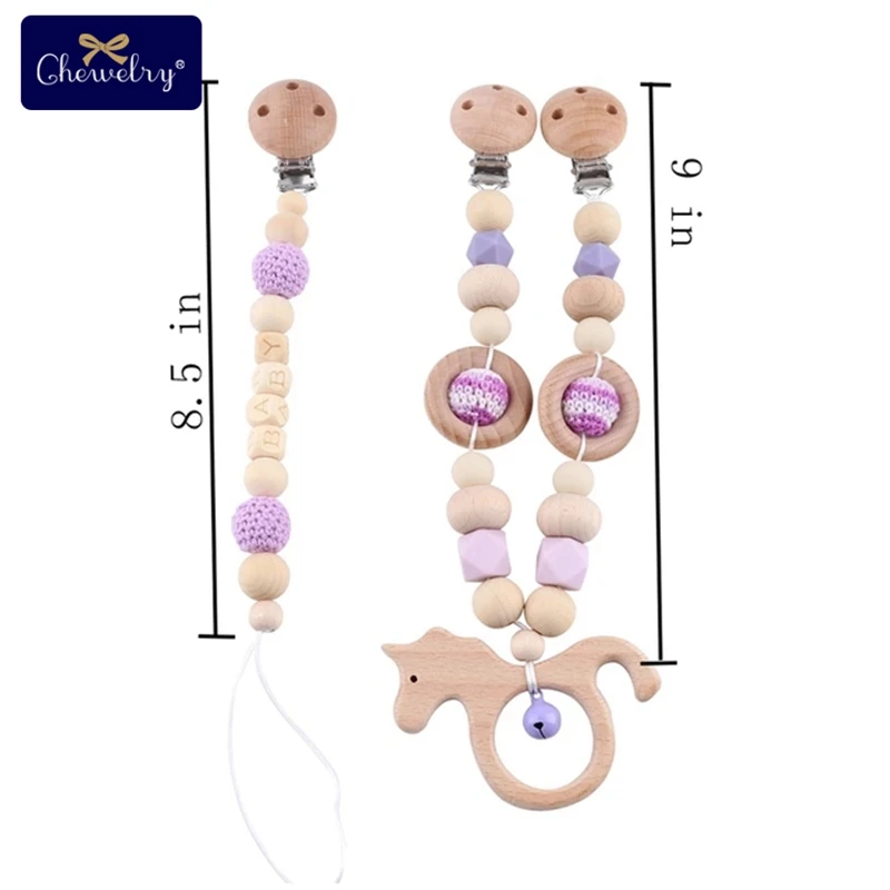 Purple Set 2 Деревянный зубопрорезыватель для детских игр, гимнастическая соска, зажим на цепочке, силиконовые бусины, персонализированная фиксация, фиксатор, детский прорезыватель, сделай сам, для детских колясок, игрушки - Цвет: Purple Set 2