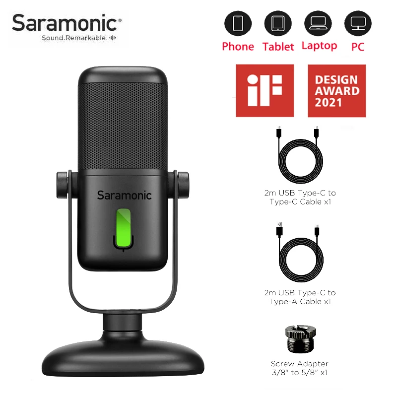 

Saramonic SR-MV2000 Новый usb настольный микрофон со съемной магнитной подставкой, встроенный поп-фильтр и уплотнительное усилитель мобильного телеф...