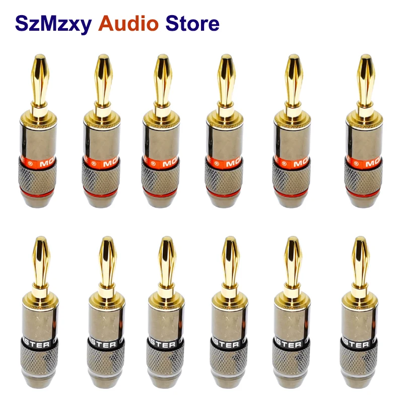 

12 шт. (Банановая вилка Monster) позолоченный адаптер из чистой меди 24 карата для динамика, винтовые разъемы для динамиков, аудиоразъемы