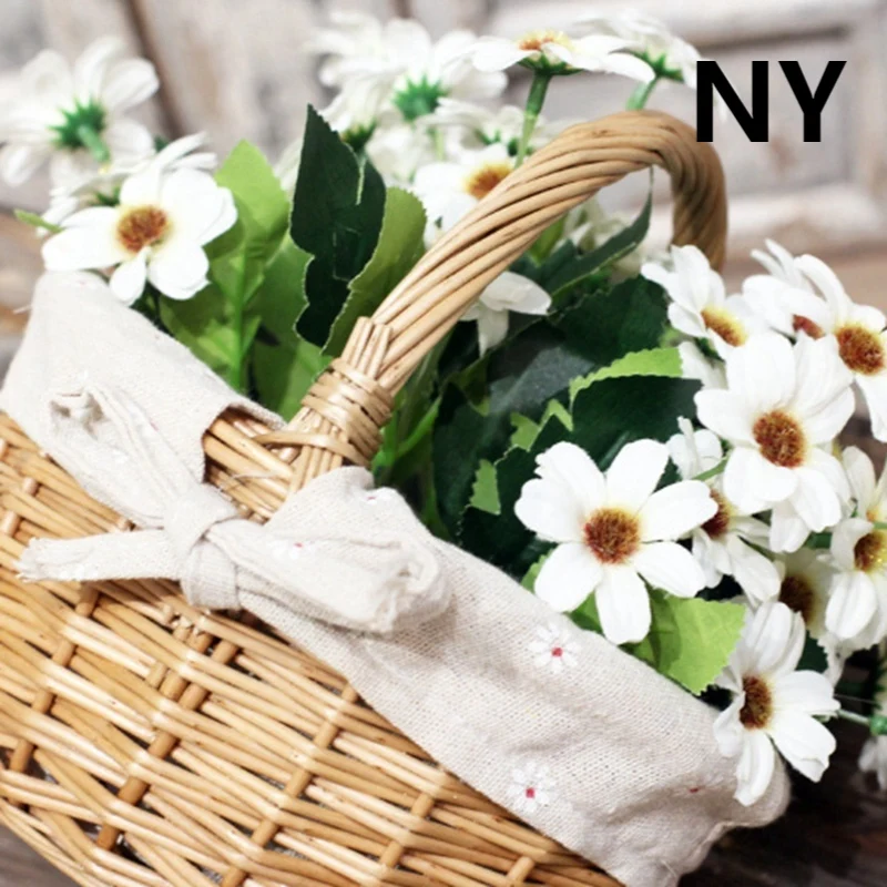 

Toy Storage Hand-Woven Wicker Rattan Basket Simulation Flower Single Handle Small Fruit Hand Gift Home Decor Planter Items Plant