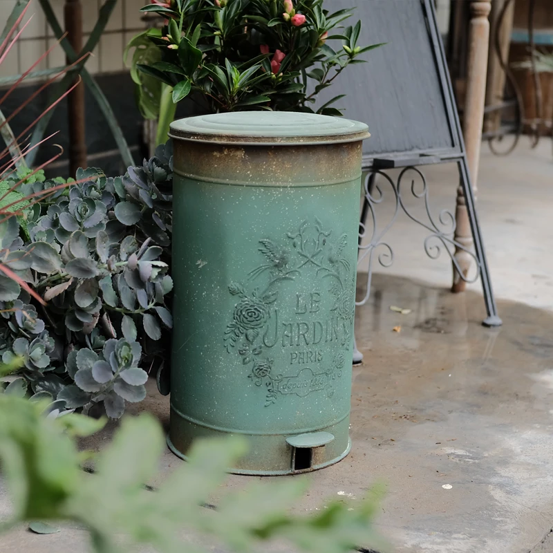 

Rustic Retro Pedal Bin Waste Paper Basket Bins Trash Cans Vintage