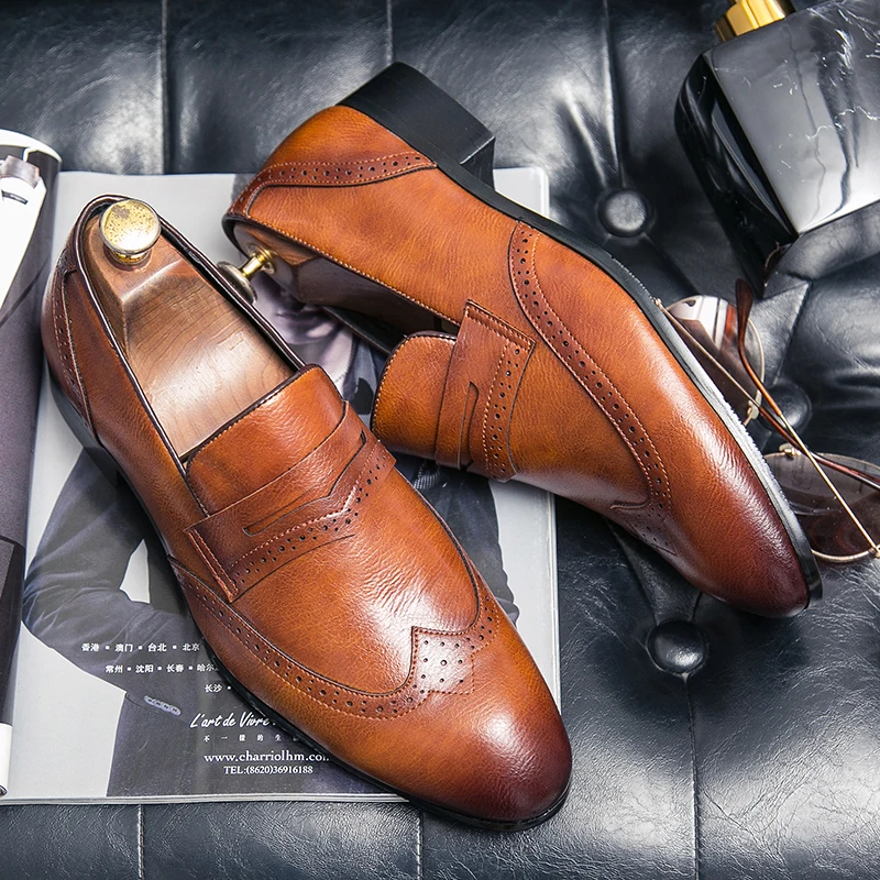 Классическая мужская повседневная обувь Новинка 2020 года Фирменные кожаные