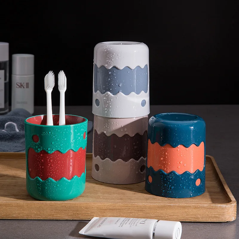 Простая чашка для мытья рта с рисунком пары креативная пластиковая зубная щетка