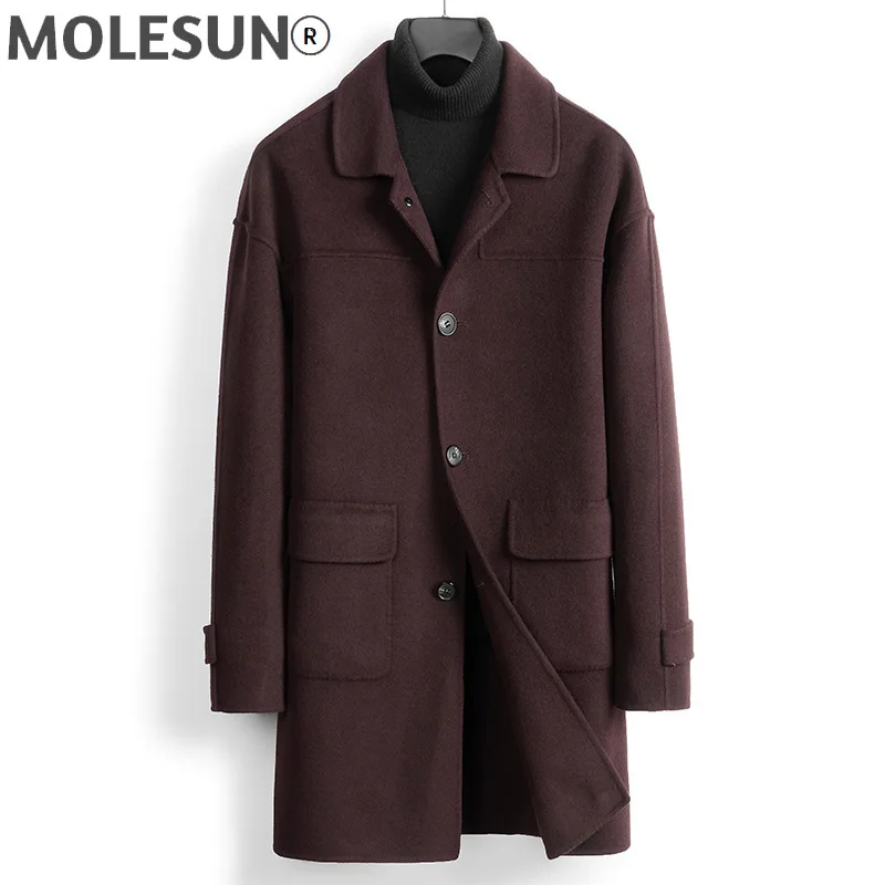 

AKOOSUN Autumn Jacket Men Clothing Real Wool Fur Coat Men's Double-sided Wool Coats Without Cashmere Trench Ropa Hombre LXR940