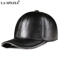 la spezia baseball caps genuine leather hats for men sheepskin dad hat adjustable autumn winter black brown male snapback