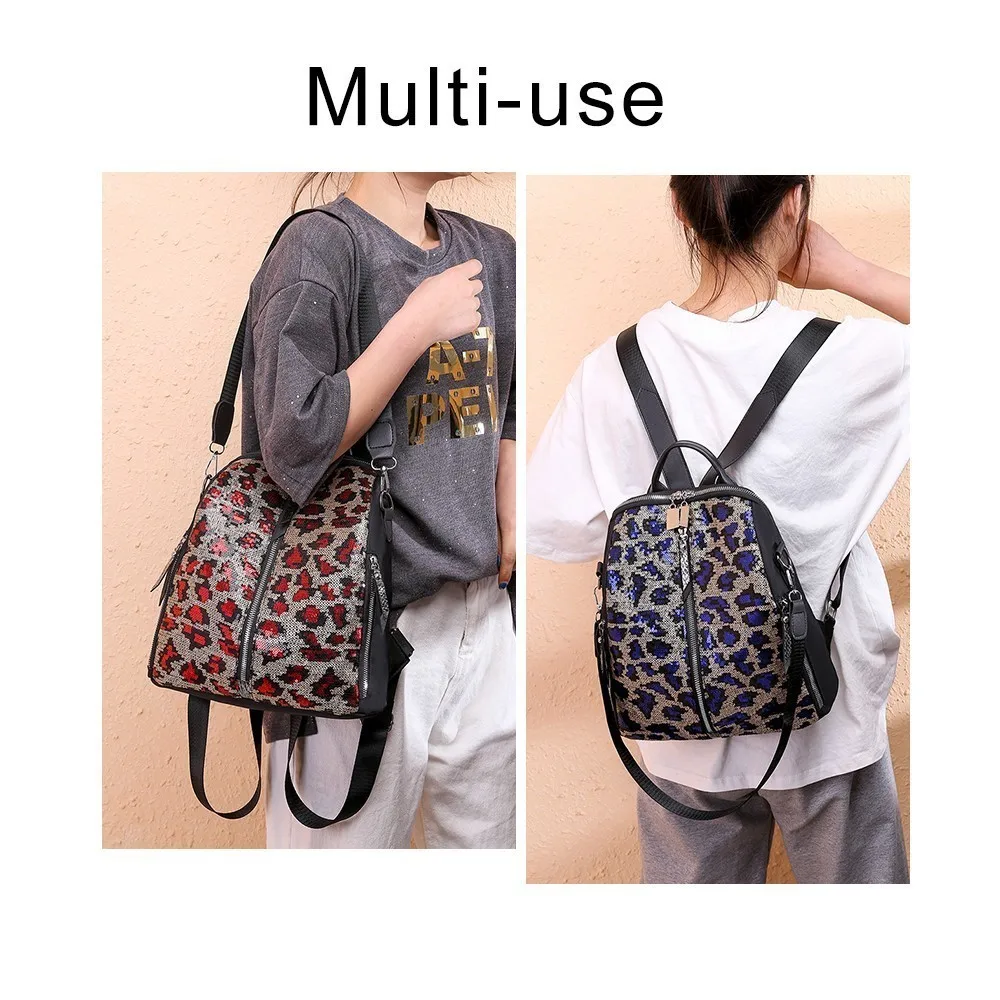 Herald Fashion большой вместительный женский рюкзак Леопардовый принт Оксфорд