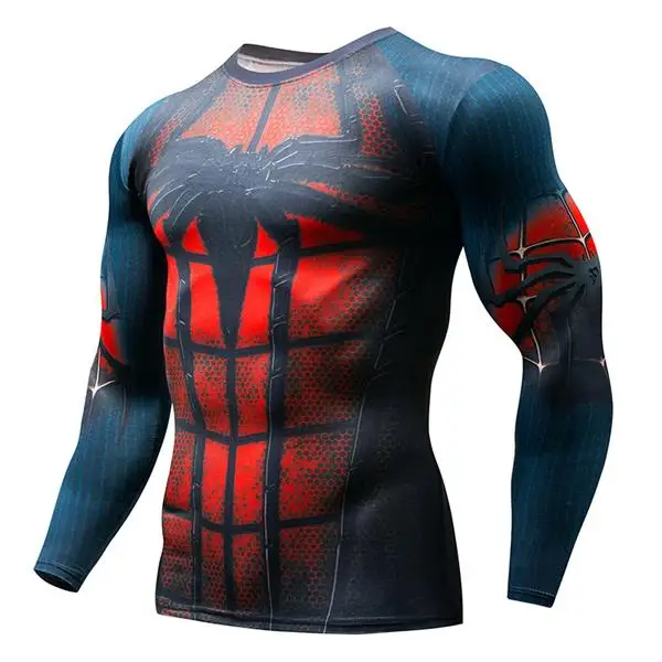 Marvel, Супермен, Каратель, Рашгард, для бега, Мужская футболка, длинный рукав, компрессионные рубашки, для спортзала, футболка, топ, для фитнеса, Спортивная рубашка для мужчин