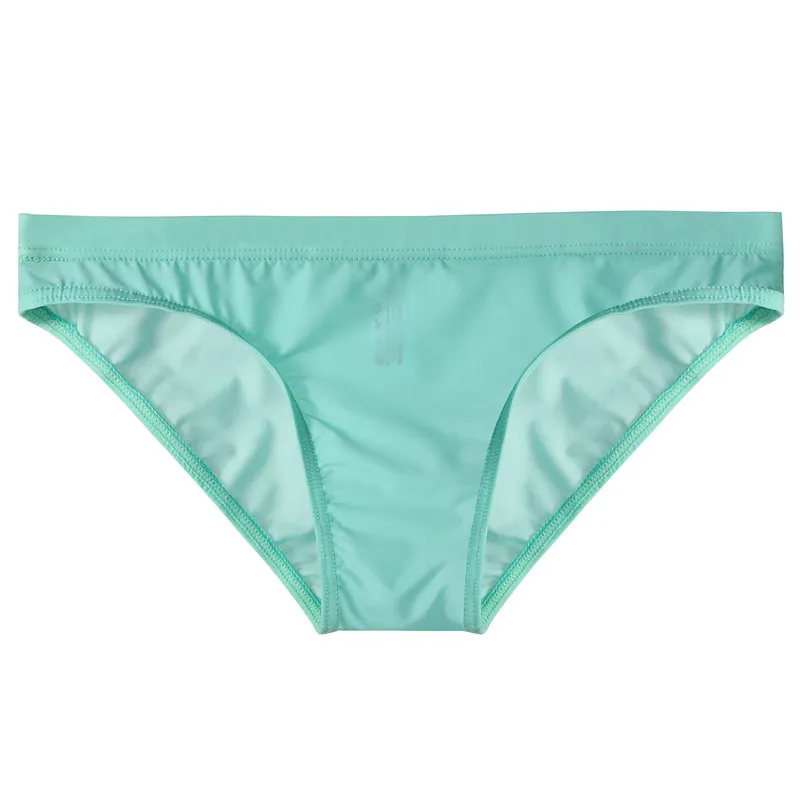 Men Underwear Ice Silk Solid Color Briefs Sexy Transparent Silky Quick Dry U Bulge Pouch Panties Low Waist Male Underpants Cueca