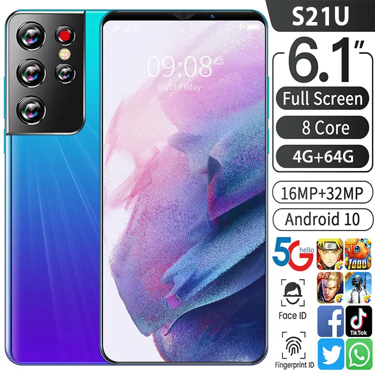 

S21U телефон, экран 6,1 дюйма, 8 + 128 ГБ, 8 ядер, Android 10, 5000 мАч