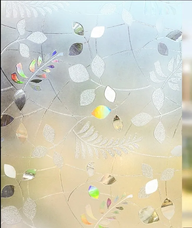 

rainbow Decorative window film Stained Privacy Non Adhesive glass film Static Cling mimosa window decals for glass Bathroom 3D