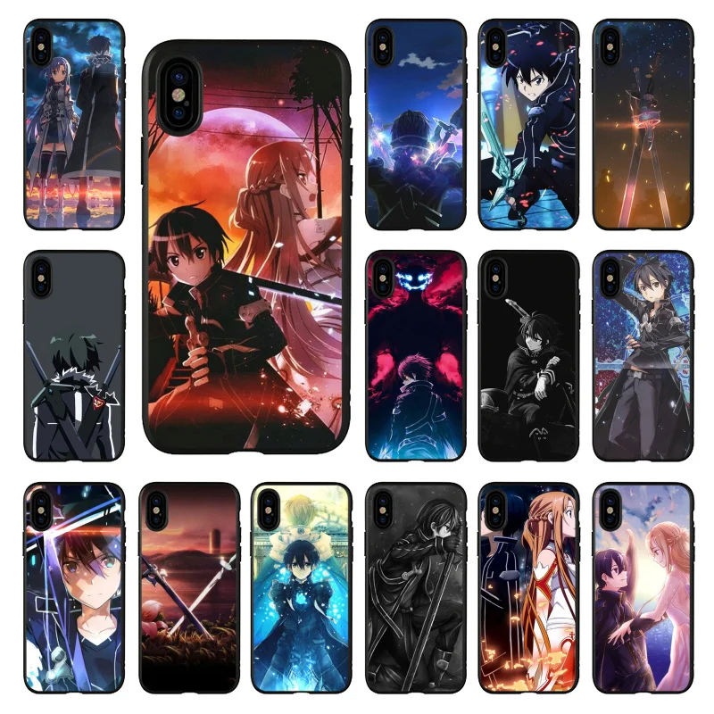 

SAO Sword Art Online Kirito Anime Phone Case For iphone 13 11 12 Pro Max Case For iphone 13 11 Pro XS MAX X XR SE2 8 7 Plus