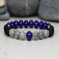 8mm lapis lazuli volcanic moonstone stone bracelet 7 5 inches healing pray buddhism ruyi fancy meditation mala lucky