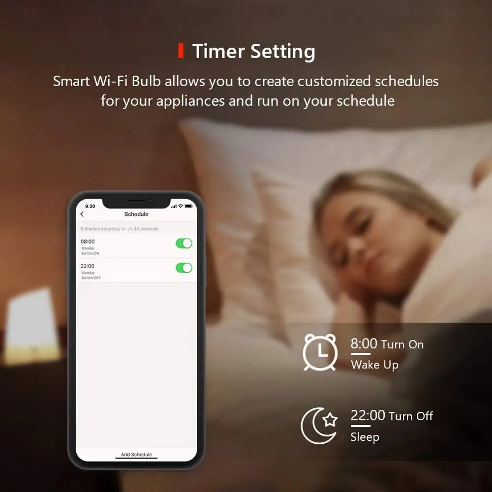 Умная лампочка светодиодный WiFi лампа E27 многоцветный работает с телефоном не