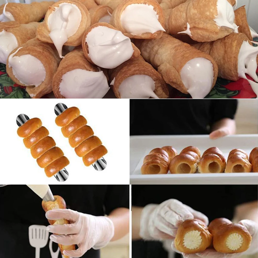 

5pcs/lot Non-Stick Cream Horn Danish Pastry Mold Stainless Steel Kitchen Baking Cones Baked Croissants Tubes Cookie Dessert Tool