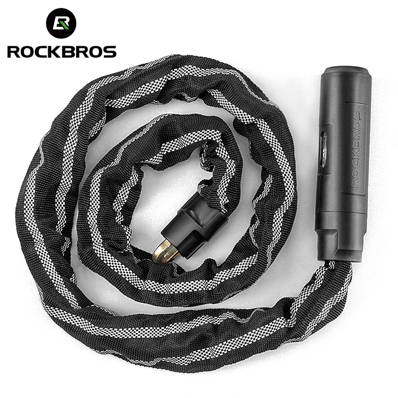 

ROCKBROS 116CM Bike Lock Zinc Alloy Durable Chian Motorcycle Anti-theft Lock Reflective Multifunctional Durable Key Bicycle Lock