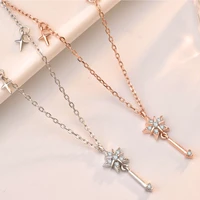 925 sterling silver plated 14k gold shiny zircon wishing star pendant charming luxury necklace jewelry for women gift new