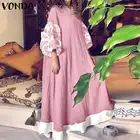 Женское платье VONDA, элегантное лоскутное платье с принтом, винтажный халат с длинным рукавом, праздничное богемное платье, женское платье, 2021
