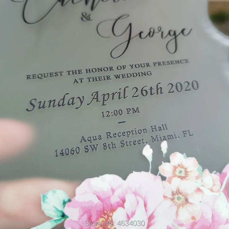 Прозрачная матовая стеклянная акриловая открытка с белым принтом на заказ для