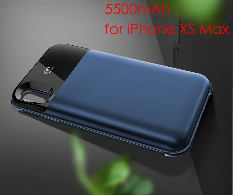 Для iPhone Xs XR Корпус Зарядного устройства 2 в 1 светодиодный дисплей ультратонкий магнитный беспроводной Powerbank для iPhone Xs аккумулятор Max чехол - Цвет: 6.5 XS MAX Blue
