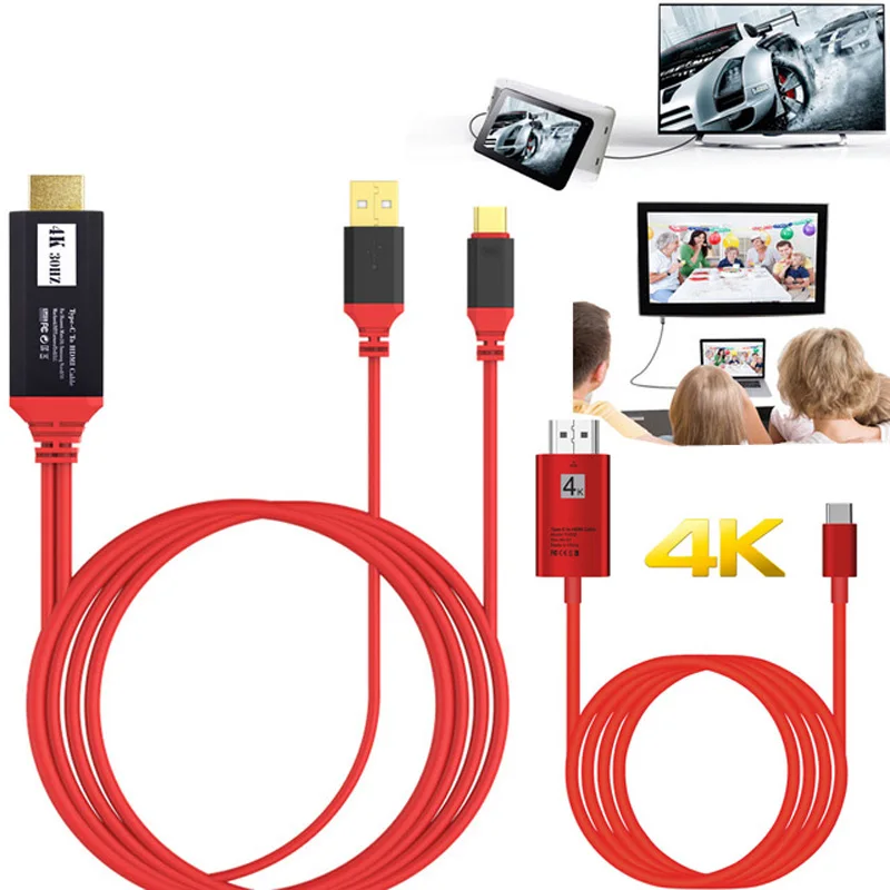 Адаптер 4K Type C видеокабель HDTV 1080P конвертер телефона в телевизор для macbook Samsung Galaxy