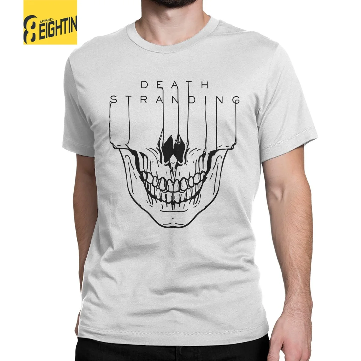 

Skull Death Art Stranding Game T-Shirts for Men Humor Pure Cotton Tee Shirt O Neck Short Sleeve T Shirts Classic Tops