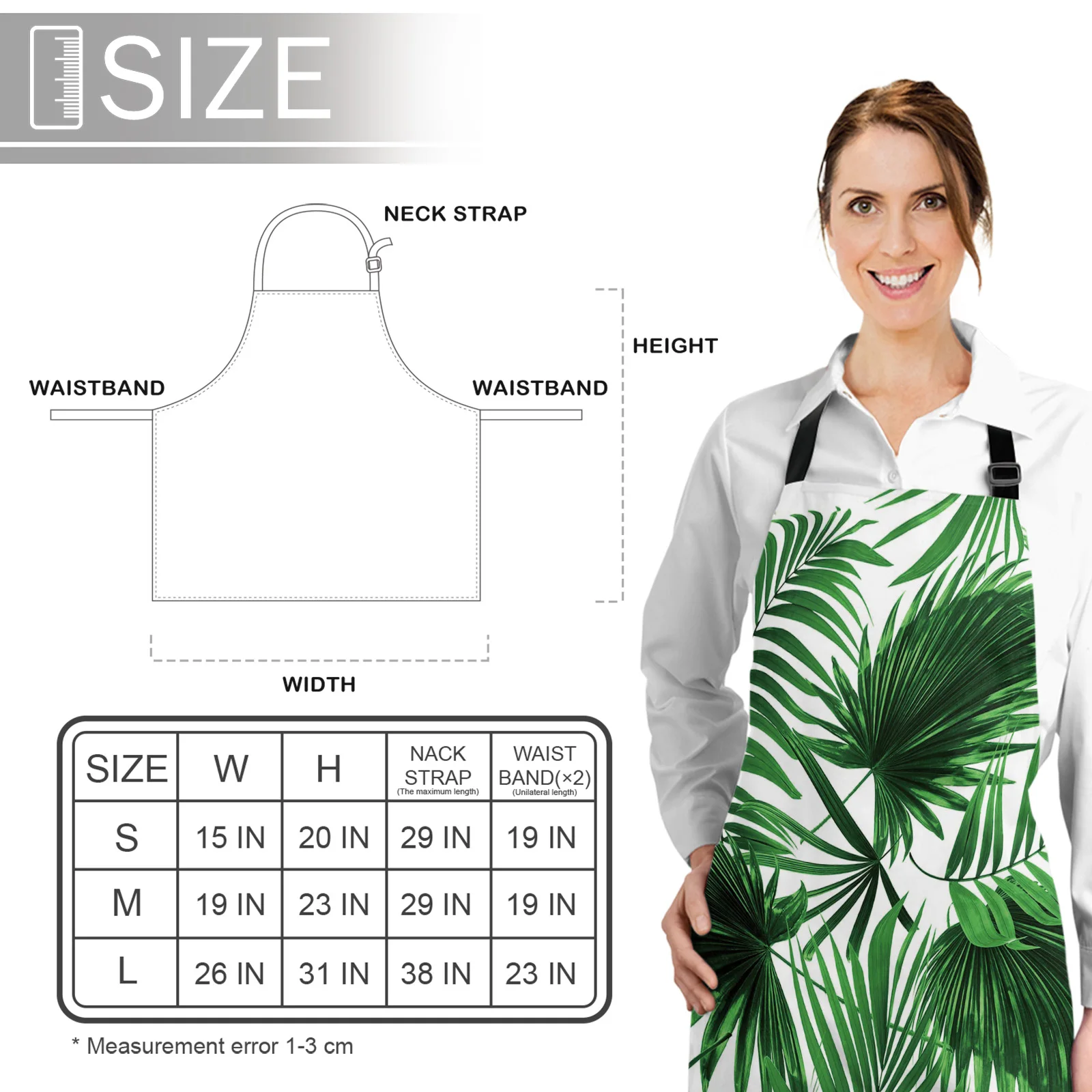 

Plant Green Palm Leaf Aprons for Women Men Kid Cooking Baking Apron Kitchen Utility Equipment Accessories