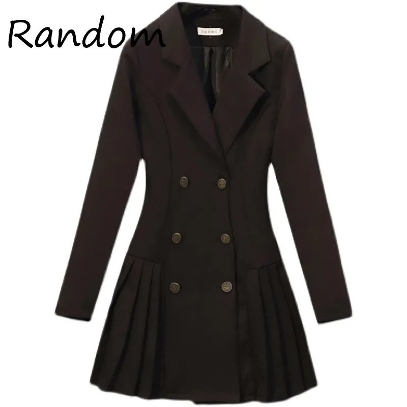 Женское двубортное плиссированное платье-пиджак черное/красное элегантное