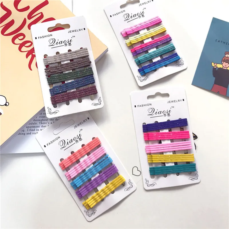 Популярные яркие цветные блестящие шпильки для волос из металлического сплава