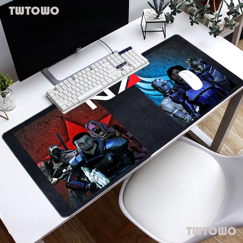 

900*400*2mm Large Gaming Mouse Pad For Mass Effect N7 Game Gamer Mousepad L XL Speed Version Black Lock