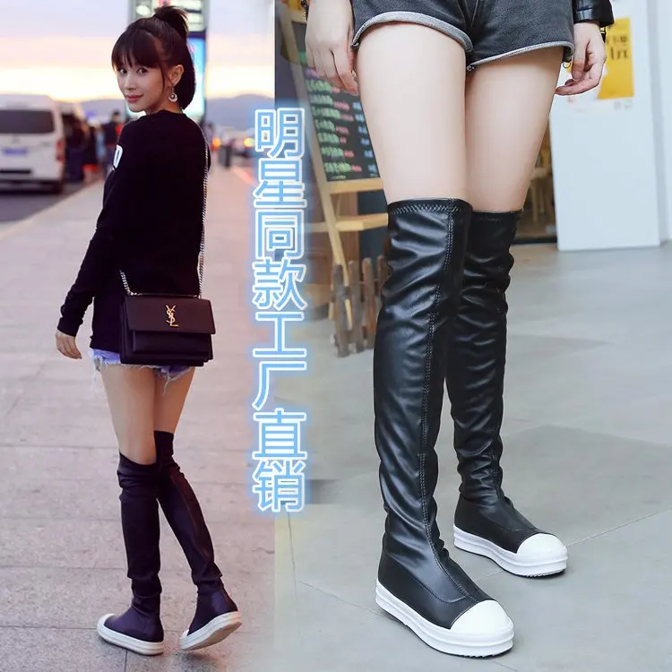 Женские сапоги выше колена черные повседневные Сапоги на осень и зиму 2021 | Обувь