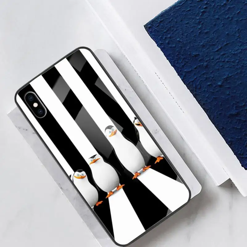 

Penguins Cartoon Glass Phone Case Fundas Coque For IPhone 11 Pro Max Cases XR XS 12 7 8 Plus Cover Accessories Carcasa