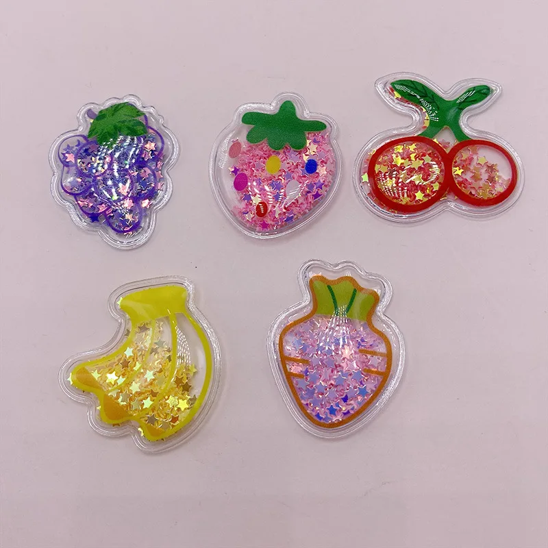 

20Pcs 30mm Glitter Fruits Transparent Plastic Filling Sequin Appliques for DIY Headwear Hair Clips Bows Decor Accessory Patches