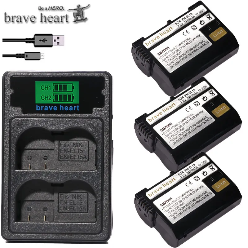 charger and 3battery Bateria EN EL15 EL15A ENEL15 EN-EL15 Батарея пакет для Nikon D500, D600, D610, D750, D7000, D7100, D7200, D800, D800E, D810, D810A& 1 v1 - Цвет: charger and 3battery