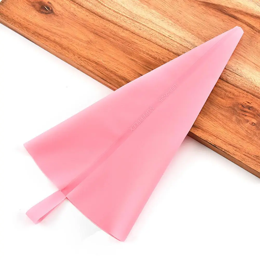 

Pink Silicone Piping Bag Kitchen Baking Cake Cream DIY Soft Piping Bag Decorating Tools Reusable Cake W5K9