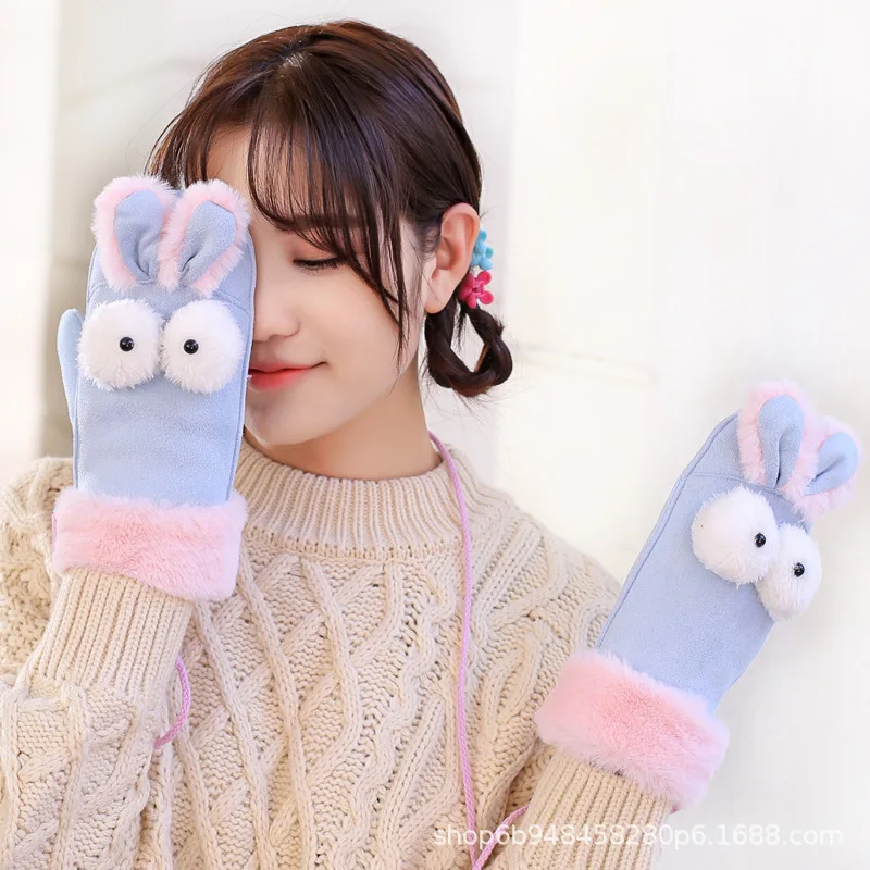 Перчатки женские зимние милые корейские Мультяшные студенческие новые виды
