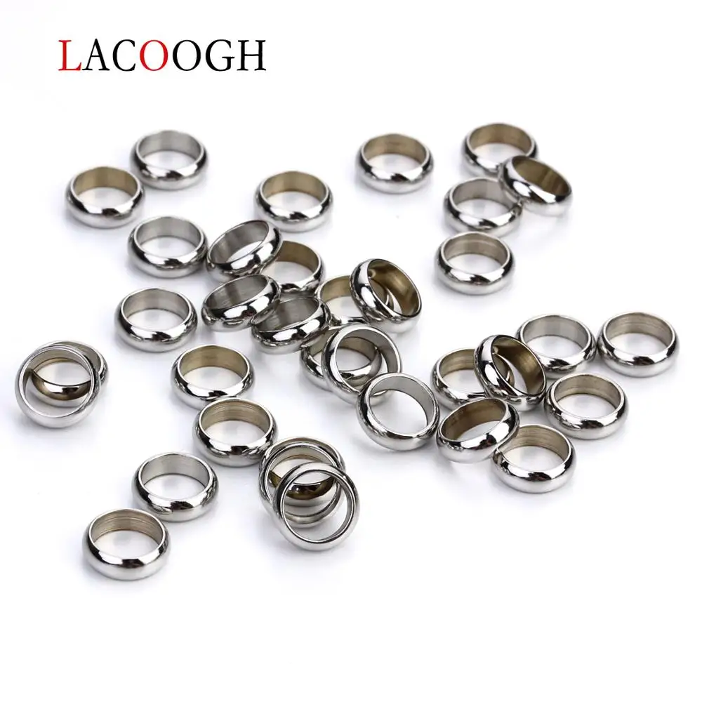 

50pcs/lot Dia 2/2.5/3/4/5/6/8mm Stainless Steel Big Hole Spacer Ring Beads Fit Leather Cord Bracelet DIY Jewelry Making Findings