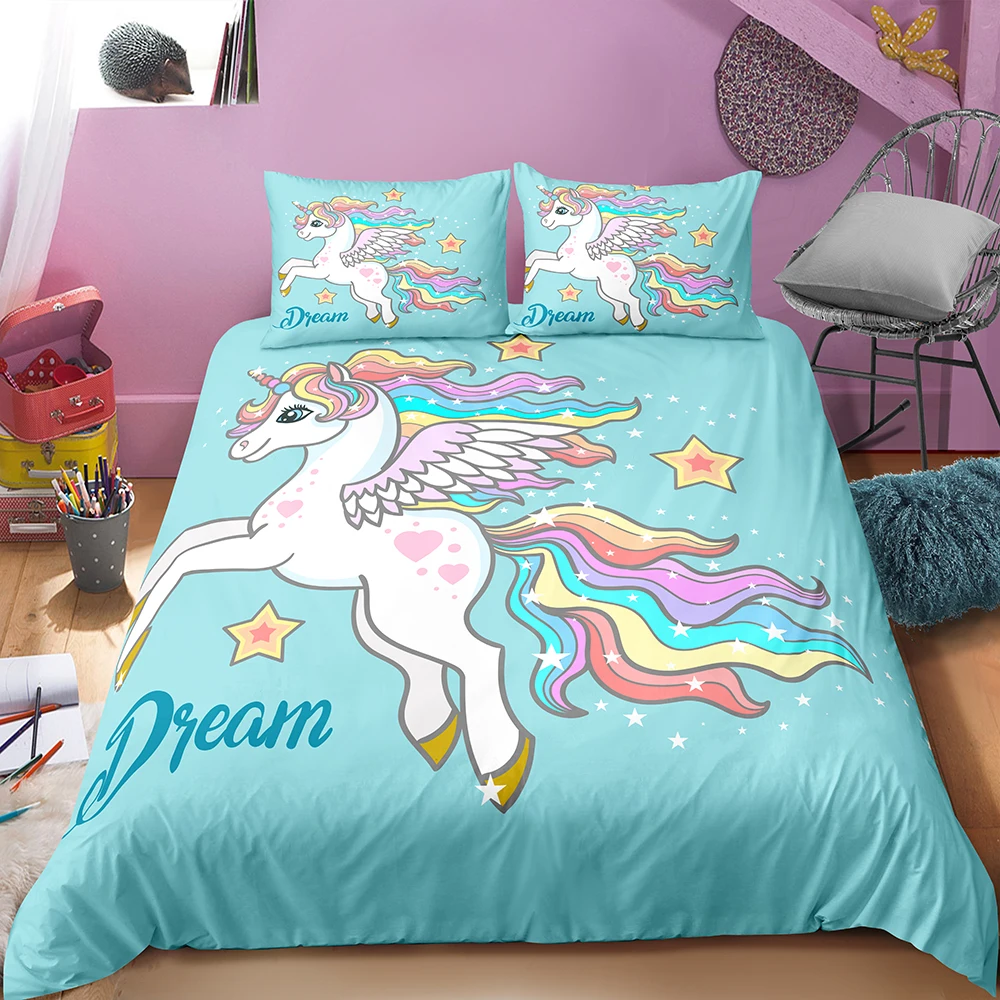 Dream Unicorn/Детский мягкий комплект постельного белья зимний Домашний Комплект с